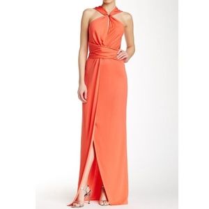 Halston Heritage Halter Neck Gathered Waist Maxi